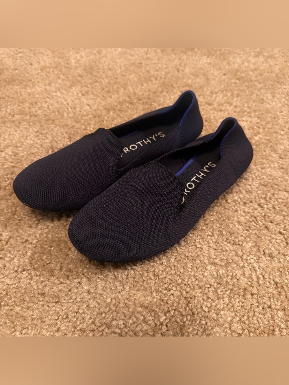 Rothy’s The Loafer Flats Size 8 Navy Knit Slip On Comfortable Washable Shoes